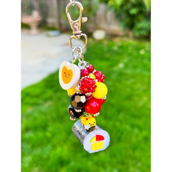 Gudetama Oni Sushi Rement Keychain Purse Bag Charm - Picture 4 of 5